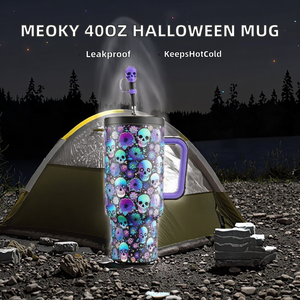 Meoky Gobelet isotherme en acier inoxydable 40 oz avec poignée escamotable pour Halloween, 100 % étanche, isolation sous vide 34 heures, pour le voyage - Product Image 2