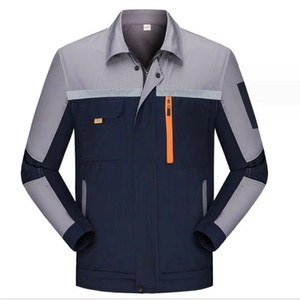 カスタマイズされたロゴダークブルーグレーコットンポリエステル長袖修理自動車ジャケット作業服制服 - Product Image 1