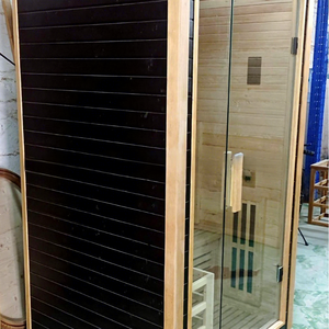 Sauna infrarouge de luxe pour 2 personnes, en bois massif de pruche noir, avec lattes traditionnelles, pour <span class=keywords><strong>spa</strong></span> intérieur à domicile, options de personnalisation pour projets OEM - Product Image 2