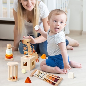 Ensemble d'instruments de musique en bois en gros, jouet d'éveil Montessori avec xylophone, hochet et tambour, cadeau pour bébés - Product Image 5