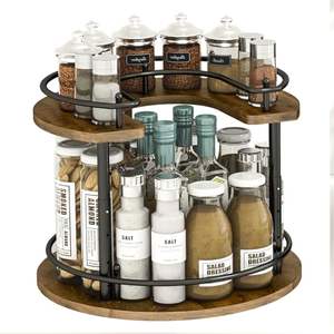 2 Tier Lazy Susan Organizer,2-Tier Spinning Spice Rack with Stable <strong>Carousel</strong> Base &amp; 4 Height Settings for <strong>Cupboard</strong> <strong>Kitchen</strong> - Product Image 1
