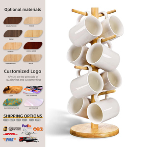 Support à tasses en bambou fait main avec égouttoir, présentoir décoratif pour tasses à thé, porte-clés d'entrée pour la maison - Product Image 1