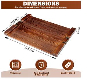 Custom Solid Wood Stove Top Cover for Electric Stove, Wooden Noodle Board, Gas Cutting Board Burner <strong>Protector</strong> for <strong>Glass</strong> Stove - Product Image 3