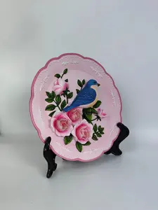 Vendita calda ornamento in resina fiore rosa tema piatto ornamento regali personalizzati articoli souvenir regali