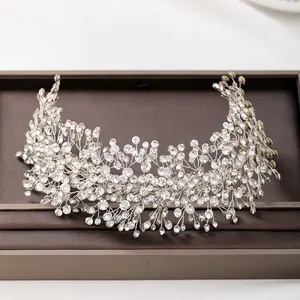 Elegant Crystal Wedding Hair Accessories Rhinestone Tiara Hairbands Women Head Band Jewelry Wedding Bridal Ornament Headband