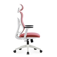 Chaise de bureau ergonomique JOHOOFURNITURE avec appui-tête, cadre blanc, vente directe usine, chaise de bureau confortable avec coussin épais