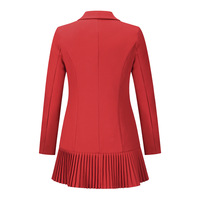 Jupe trapèze TKAN728 pour femme, automne/printemps, à double boutonnage, col à revers, taille plissée, avec fermeture à bouton unique et poches décorées