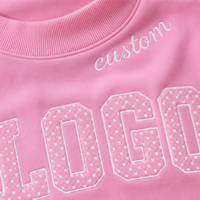 Maßgefertigter Oversize-Sweatshirt mit Stehkragen für Damen Hochwertige Polka-Dot-Patch-Stickerei Individuelles Logo Süßer Lässiger Pullover