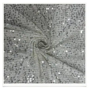 Telas de punto de poliéster 100% bordadas en blanco y lentejuelas transparentes de 6MM para ropa, exquisitas, a la venta, a la venta - Product Image 6