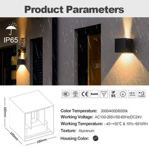 Applique murale LED moderne carrée à angle réglable 6W 10W, éclairage mural bidirectionnel IP65 pour extérieur, jardin, intérieur, hôtel, couloir, porche - Product Image 2