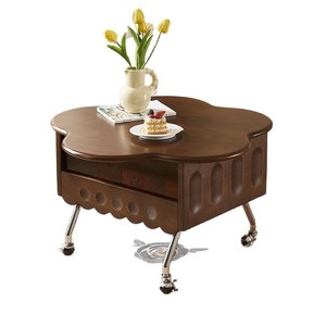 Wood Coffee <b>Table</b> With Storage Drawer And Wheels For Living Room <b>Sofa</b> Bed Use - Product Image 4