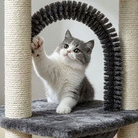 Arbre à chat en bois durable et minimaliste, avec arche, griffoir en corde de sisal, panier en peluche et perchoir supérieur, en carton, facile à assembler, pour chats de taille moyenne, vente en gros