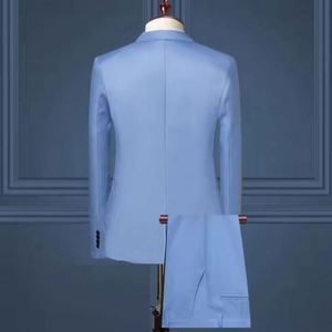 I-0499 Traje Formal de Negocios para Hombre, Doble Botonadura, Color Sólido, Poliéster/Algodón, para Reuniones de Negocios - Product Image 3