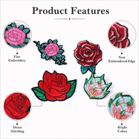 Patchs brodés floraux personnalisés en gros, badges d'appliques de fleurs de rose assorties pour vestes, robes, sacs, chapeaux et vêtements