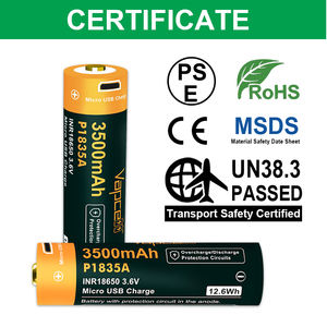 Vapcell P1835a Usb Oplaadbare Batterij 18650 Hoge Capaciteit 3500Mah Sterke Power 10a P1835a Voor Zaklamp En Digitaal Product - Product Image 5
