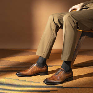 2026 Steel Toe Hand-Carved Cowhide Lace-Up Waterproof <b>Breathable</b> All Seasons Formal <b>Shoes</b> <b>for</b> <b>Men</b> - Product Image 2