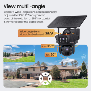 4K Caja de metal IP66 Dual Len AOV 4G Cámara solar PTZ Gran angular Panorámica 24/7 Grabación a tiempo completo Detección humana Cámara CCTV - Product Image 4