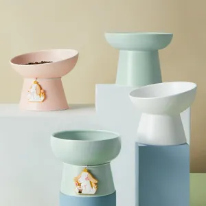 UFBemo热卖宠物陶瓷碗高斜平凸起猫狗碗陶瓷宠物碗和喂食器