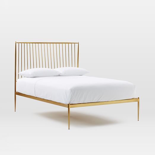 Custom Heavy Duty Industrial Antique Bronze Steel Metal Bed Frame for Hotel