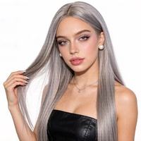 Perruque synthétique longue et droite en fibre haute température, raie au milieu, sans frange, pointes coupées, 7 couleurs, 1 pièce