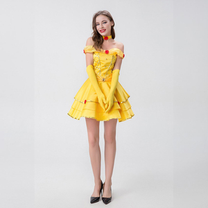 Costume d'Halloween Conte de fées Belle Princesse Robe Jaune Sexy Costume de princesse - Product Image 5