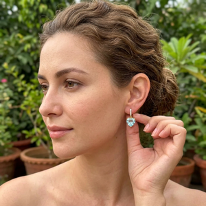 Pendientes Colgantes de Topacio Azul Suizo con Corte Corazón, Oro de 14K, Joyería Fina Hecha a Mano, Proveedor Mayorista de Piedras Preciosas - Product Image 3