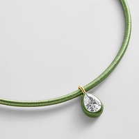 NM1431 Kalung Choker Zirkon Enamel Warna-warni Lindsey, Kalung Kerah Kristal Tali Sutra 4 Bentuk untuk Wanita