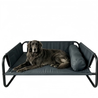 Lit surélevé pour chien, design moderne et élégant, structure en métal et tissu durable, amovible, lavable, respirant, pour intérieur/extérieur, grand lit pour chien