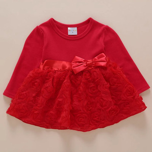Robe trapèze élégante pour bébé fille, <span class=keywords><strong>tenue</strong></span> de princesse pour bébé de <span class=keywords><strong>1</strong></span> <span class=keywords><strong>an</strong></span>, ensemble décontracté 2 pièces uni et écologique pour le premier <span class=keywords><strong>anniversaire</strong></span> - Product Image 4