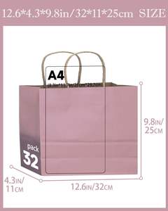 Sac en papier kraft rose grand format, durable et recyclable pour l'expédition de vêtements en gros - Product Image 2