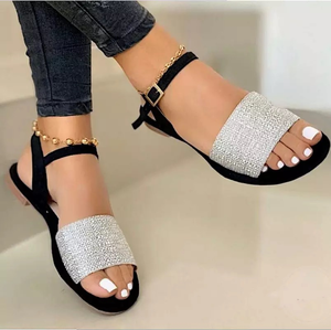 Factory Wholesale Cheap <b>Women's</b> Summer Fashion Trend PU Upper <b>Rubber</b> Outsole Comfortable Flat Bottom 40-43 Large Buckle Casual - Product Image 4
