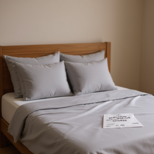 Juego de Sábanas Dobles Color Gris Glaciar, 160 Hilos, Algodón, Ajustables y Planas, Hipoalergénicas, Transpirables, para Uso Doméstico - Product Image 2