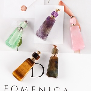 Mặt Dây Chuyền Chai Nước Hoa Hình Thang Thạch Anh Tím Pha Lê Bán Sỉ Mặt Dây Chuyền Đá Quý Quyến Rũ Để Làm Đồ Trang Sức Thủ Công - Product Image 2