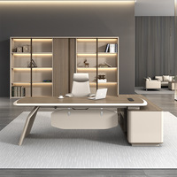 Scrivania a L con Mobile Laterale Boss Wood di Foshan, Combo Moderno e Minimalista per Manager, Scrivania per Computer con Armadietto Laterale per Ufficio