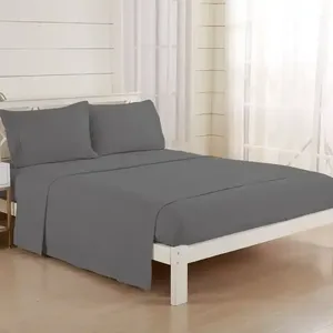 Luxury Flat hotel polyester <strong>spread</strong> <strong>king</strong> <strong>size</strong> Brushed Microfiber comforter plain <strong>bed</strong> sheet bedding set - Product Image 4