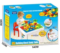 Play construir crianças 4 em 1 jogar & construir, conjunto de mesa para atividade interna ao ar livre, brinquedo, armazenamento e bloco de construção 105 peças