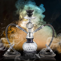 Ensemble de chicha carré de luxe en fer avec lumière LED clignotante, en plastique épais, motif loup, finition givrée, haute qualité, ensemble complet - Vente chaude