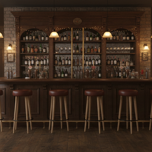 Tabouret de comptoir vintage industriel antique européen en cuir véritable avec cadre en bois de manguier, mobilier de bar commercial, brun, personnalisé - Product Image 2