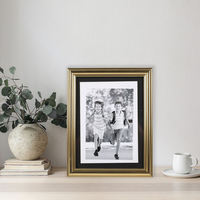 Cadres photo vintage dorés rustiques en plastique pour photos 5x7 avec passe-partout noir ou 6x8 sans passe-partout, pour mur ou table