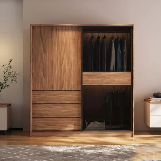 Lebih desain terbaru pakaian furnitur kamar tidur tahan lama kombinasi lemari pembatas kayu Modern lemari lemari lemari