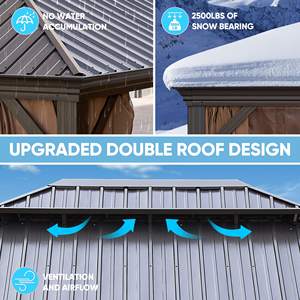 ศาลาสองชั้นแบบถาวรกันน้ำทำจากอลูมิเนียมแข็งสำหรับกลางแจ้งศาลาศาลาพร้อมผ้าม่านและตาข่าย - Product Image 3