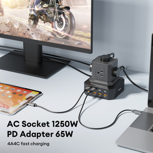 Nouvelles tendances Power Strip Tower Gaming Surge Protector 5 prises CA 10A <span class=keywords><strong>8</strong></span> ports USB avec rallonge de 1.5m pour la maison et le bureau - Product Image 5