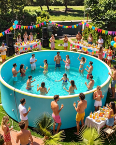 Giant Drop Stitch <b>Inflatable</b> Swimming Pool With Bar Seats Sofa For Adults Kids Outdoor Backyard Family Plunge Use - Product Image 1