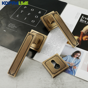 Koppalive Antique Brass sự riêng tư cửa xử lý ngón tay cái lần lượt ổ khóa căn hộ vuông đoạn giả cửa đòn bẩy phần cứng với khóa - Product Image 5