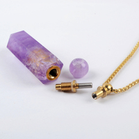 Pendentif diffuseur d'huiles essentielles en acier inoxydable plaqué or 18 carats, étanche, avec cristal de guérison, flacon de parfum en cristal, collier