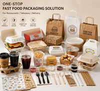 Ensemble d'emballages pour la restauration rapide tout-en-un, boîtes à emporter personnalisées, sacs en papier, gobelets, papier d'emballage, vaisselle pour la livraison de restaurant