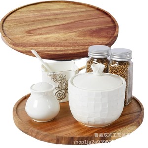 Lazy Susan Rotating Condiment <b>Storage</b> <b>Tray</b> Round Kitchen Utensil Rack Multifunction Afternoon Tea Serving <b>Tray</b> - Product Image 2