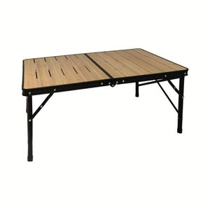 Sturdy Aluminum Outdoor Folding <b>Table</b> <b>Adjustable</b> Leg Metal Frame Colorful Bamboo for Beach Camping Picnic Outdoor Furniture - Product Image 1