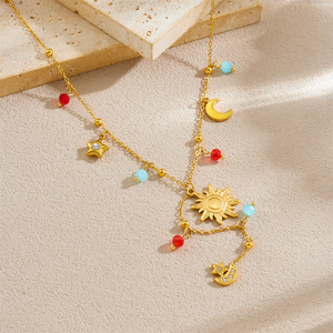 Stylish Star Moon Sun Pendant Stainless Steel Y Chain Necklace Gift Jewelry - Product Image 2
