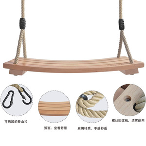Columpio de madera curvado con longitud de cuerda ajustable, columpio para exteriores para niños y adultos, columpio de diseño curvo - Product Image 5